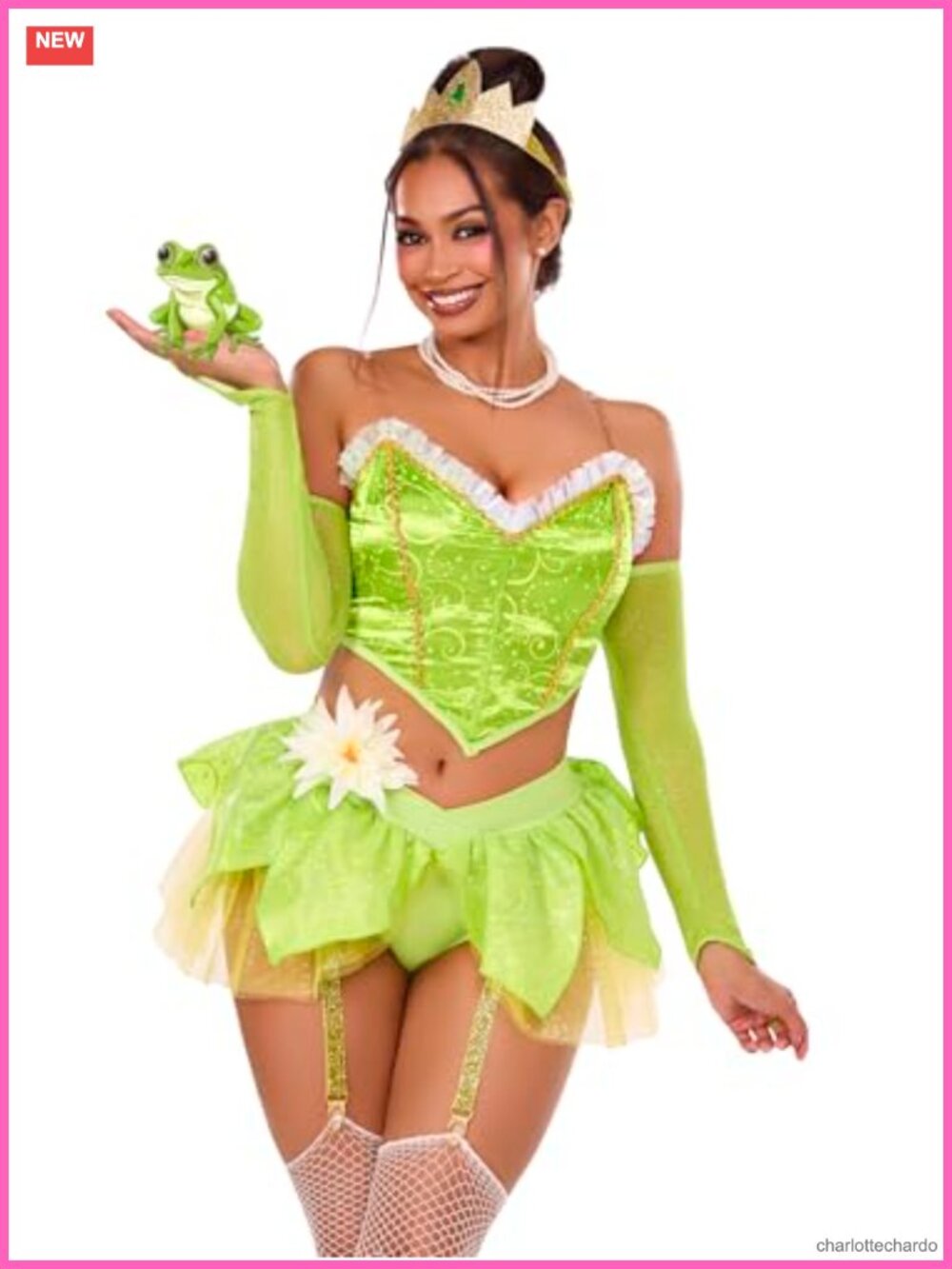 Jeweled Princess 6 PC Costume Bustier Top Petal Skirt Garter Panty Crown